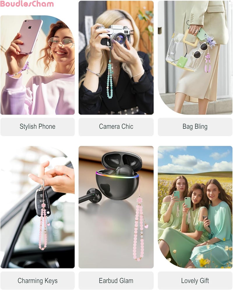 BoudlesCham Phone Charm – Cute Pink Pearl Beaded Wrist Strap for Women, Aesthetic Phone Chain Wristlet for iPhone Charm, Pixel, Camera & More, Perfect for Gifts, Birthdays & Holidays - Image 4